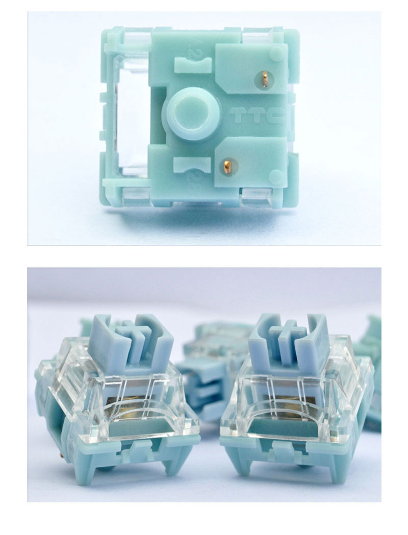 TTC Silent Bluish White Keyboard Switches , Factory Pre-lubed Double Silent Firm Mechanical Gaming Keyboard