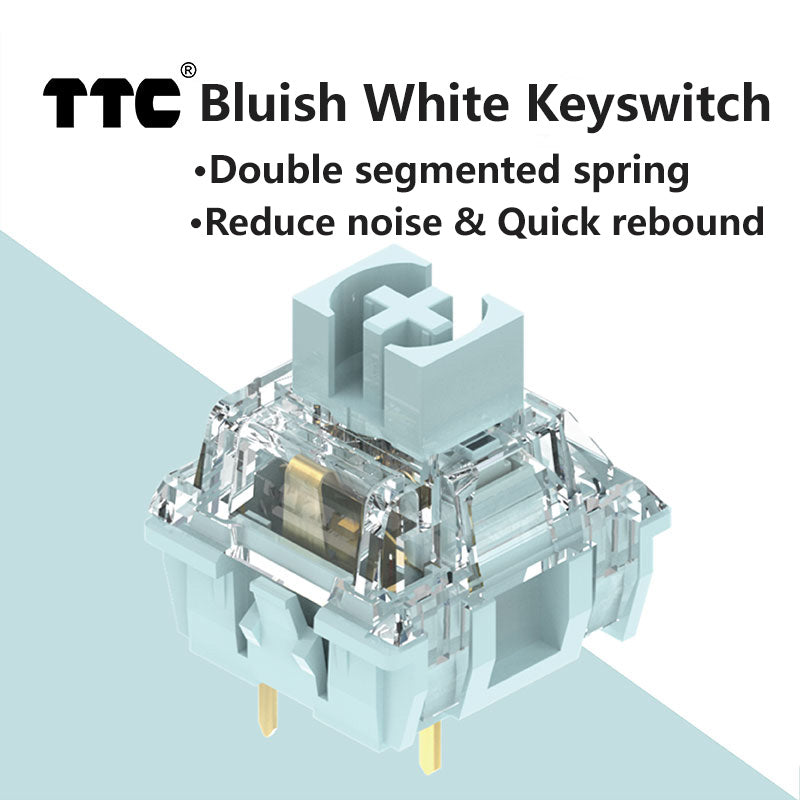 TTC Bluish White Mechanical Keyboard Switches, Factory Pre-lubed Long Spring Tactile Mechanical Gaming Keyboard