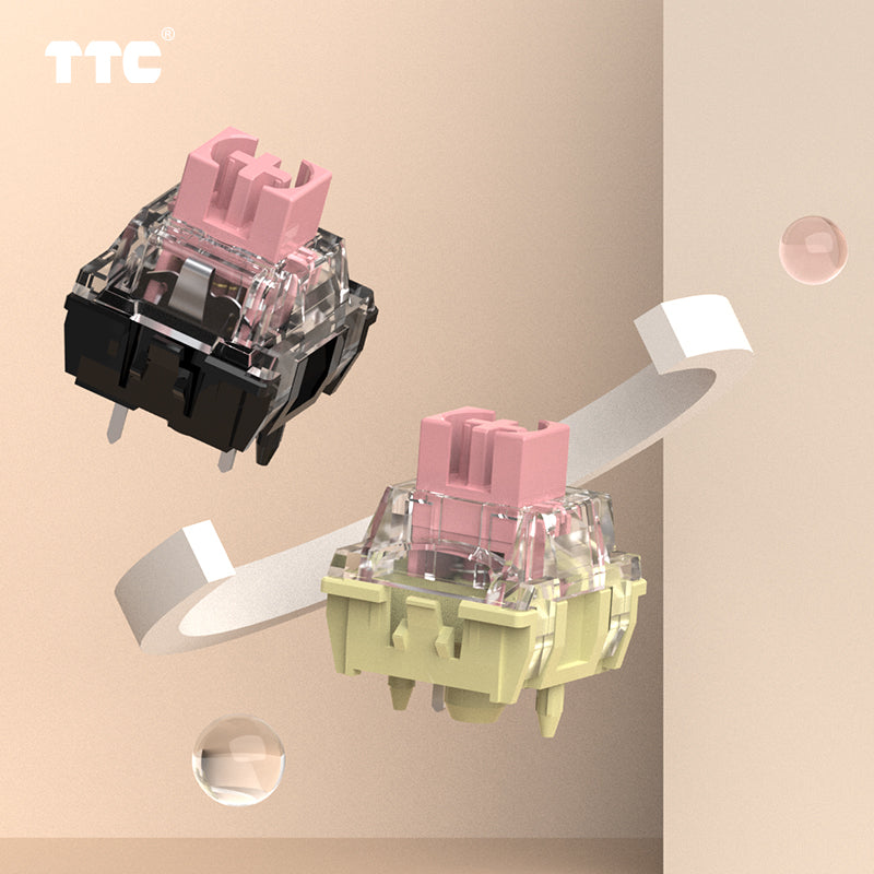 TTC Golden Pink V3  Mechanical Keyboard Switch, Firm Dust-proof Stem Pre-lubed Linear 5 pins 37gf HIFI anti-oxidation durability