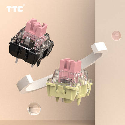 TTC Golden Pink V3  Mechanical Keyboard Switch, Firm Dust-proof Stem Pre-lubed Linear 5 pins 37gf HIFI anti-oxidation durability