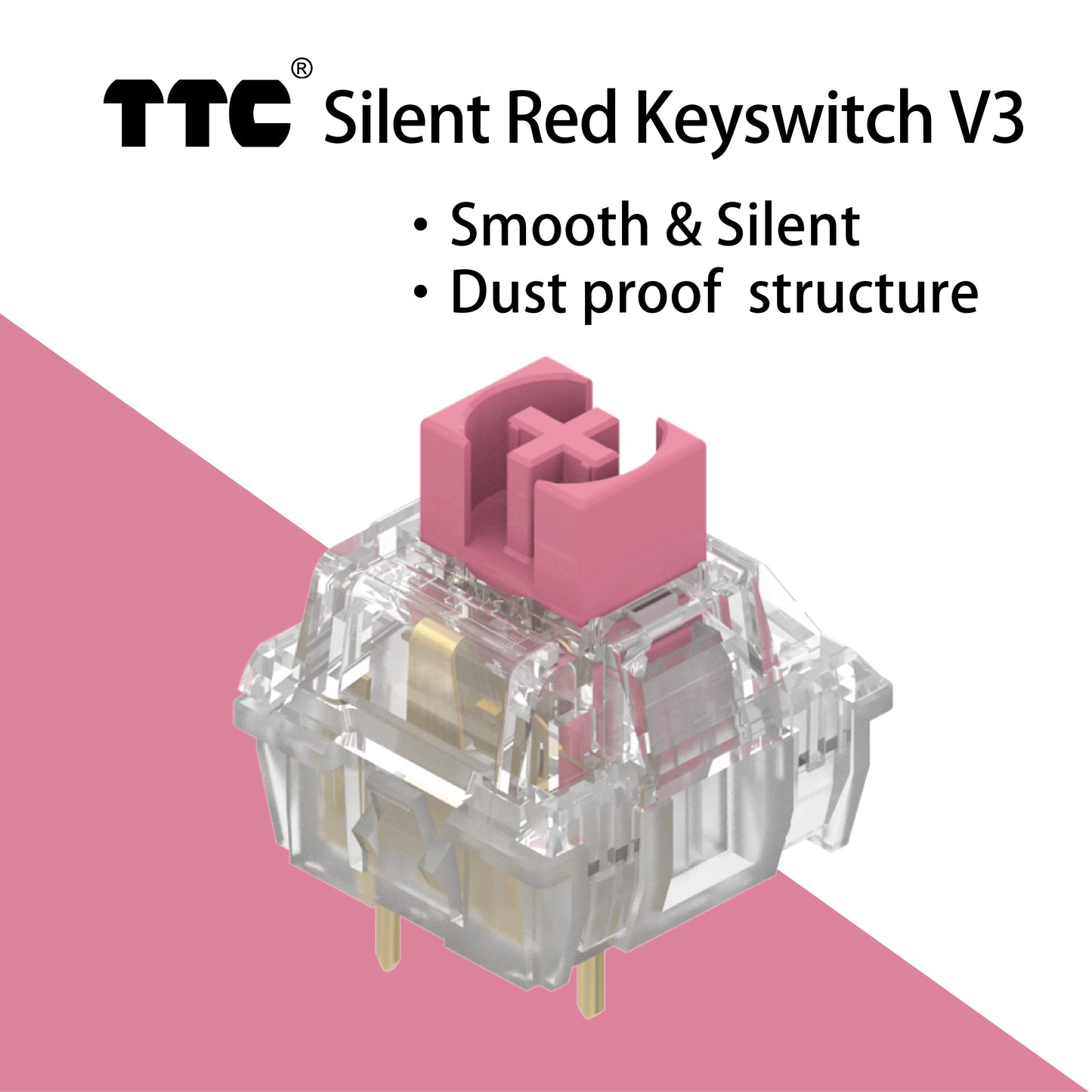 TTC Silent Red V3 Mechanical Keyboard Switches, Linear Factory Pre-lubed Long Spring Keyboard Switches for Mechanical Gaming Keyboard