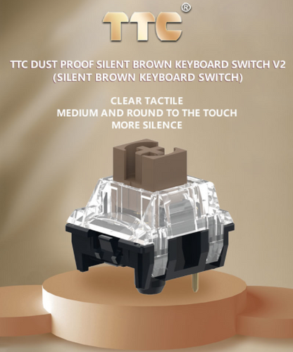 TTC Silent Brown Keyswitch V2 Mechanical Keyboard Switches, Linear Factory Pre-lubed Dust-Proof Keyboard Switches