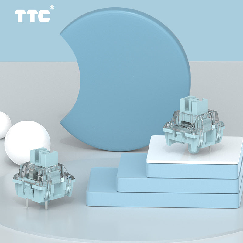 TTC Bluish White Mechanical Keyboard Switches, Factory Pre-lubed Long Spring Tactile Mechanical Gaming Keyboard