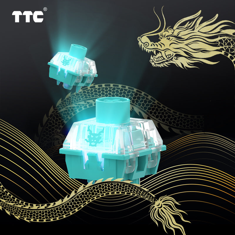 TTC Qing Loong Mechanical Keyboard Switches, Linear Factory Pre-lubed Firm 5-Pin Keyboard Switches