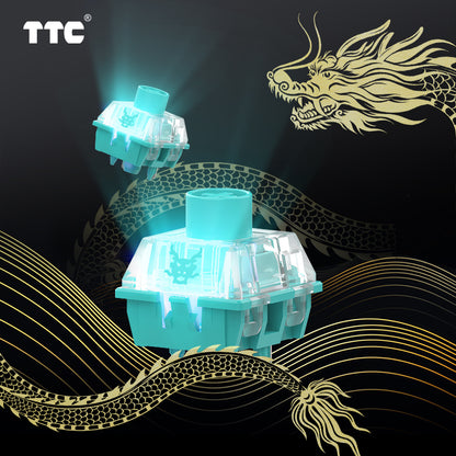 TTC Qing Loong Mechanical Keyboard Switches, Linear Factory Pre-lubed Firm 5-Pin Keyboard Switches