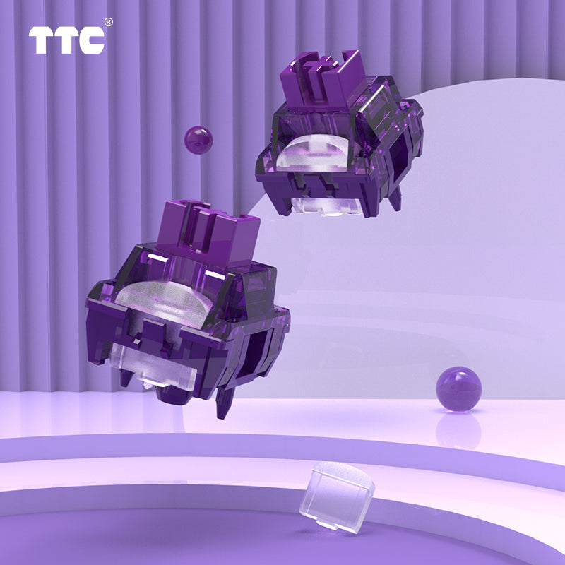 TTC Flaming Purple KeySwitch V2 with Dustproof Stem for Mechanical Gaming Keyboard, 5-Pin Tactile Switches Pre-Lubed Switch