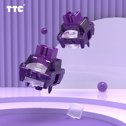 TTC Flaming Purple KeySwitch V2 with Dustproof Stem for Mechanical Gaming Keyboard, 5-Pin Tactile Switches Pre-Lubed Switch