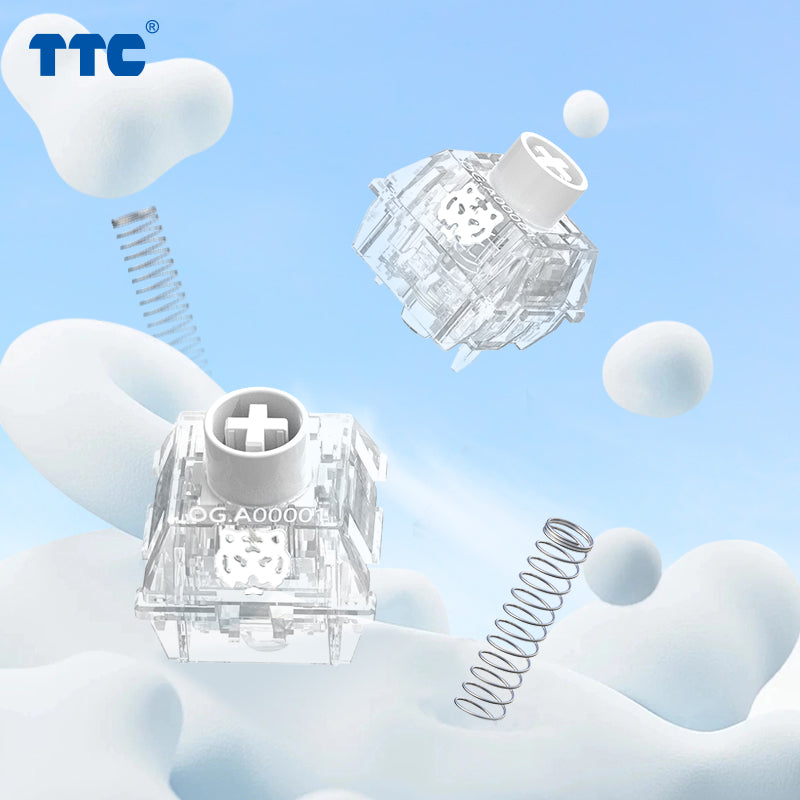 TTC Snow Tiger Mechanical Keyboard Switches, Factory Pre-lubed 24mm Strong Rebound Long Spring 5 pin Keyboard Switches
