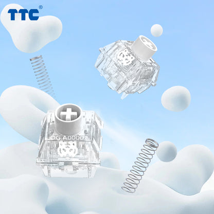 TTC Snow Tiger Mechanical Keyboard Switches, Factory Pre-lubed 24mm Strong Rebound Long Spring 5 pin Keyboard Switches