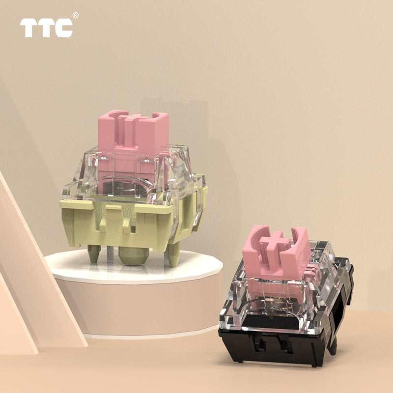 TTC Golden Pink V3  Mechanical Keyboard Switch, Firm Dust-proof Stem Pre-lubed Linear 5 pins 37gf HIFI anti-oxidation durability