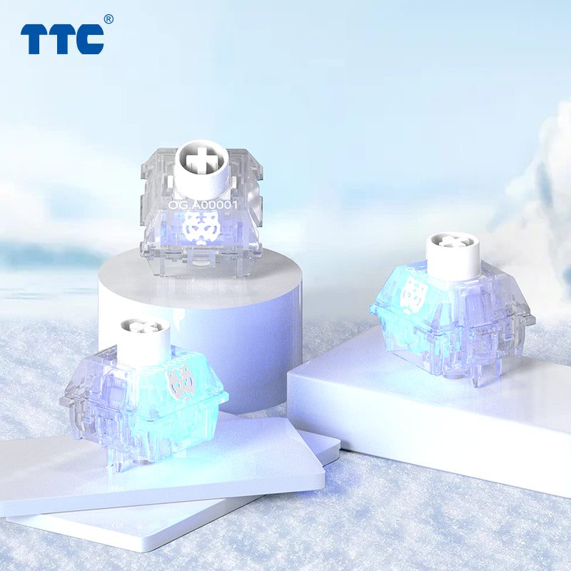 TTC Snow Tiger Mechanical Keyboard Switches, Factory Pre-lubed 24mm Strong Rebound Long Spring 5 pin Keyboard Switches