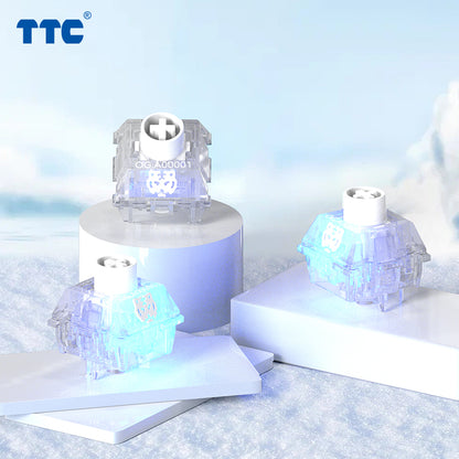 TTC Snow Tiger Mechanical Keyboard Switches, Factory Pre-lubed 24mm Strong Rebound Long Spring 5 pin Keyboard Switches