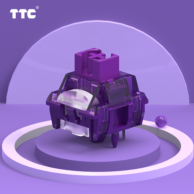 TTC Flaming Purple KeySwitch V2 with Dustproof Stem for Mechanical Gaming Keyboard, 5-Pin Tactile Switches Pre-Lubed Switch