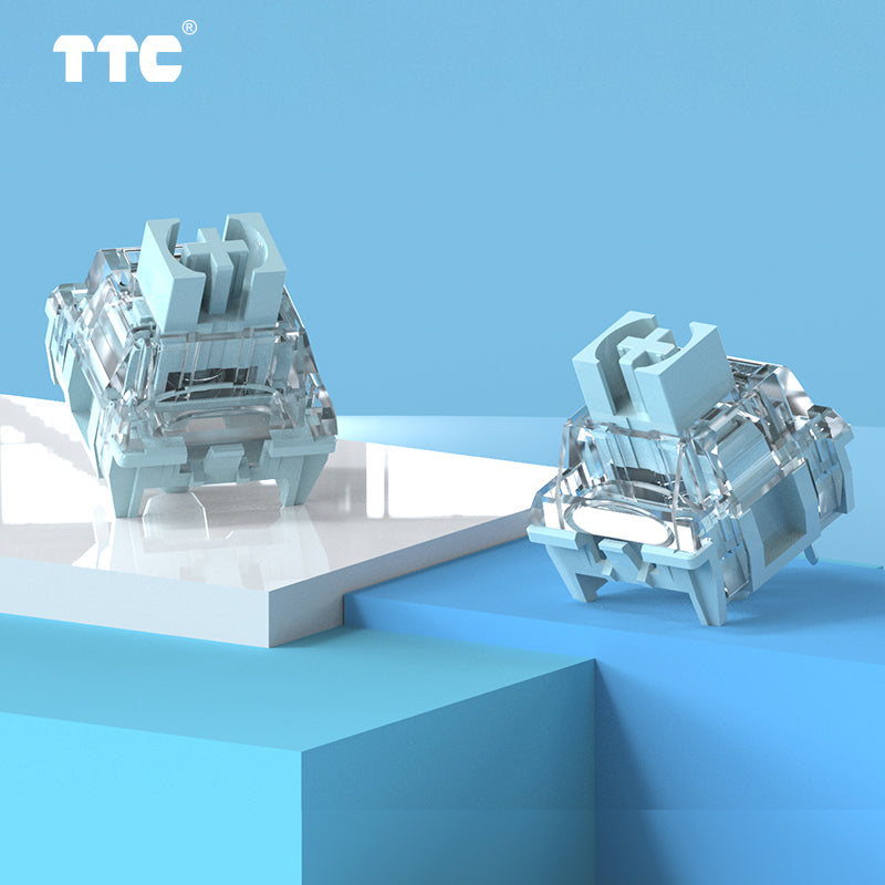 TTC Bluish White Mechanical Keyboard Switches, Factory Pre-lubed Long Spring Tactile Mechanical Gaming Keyboard