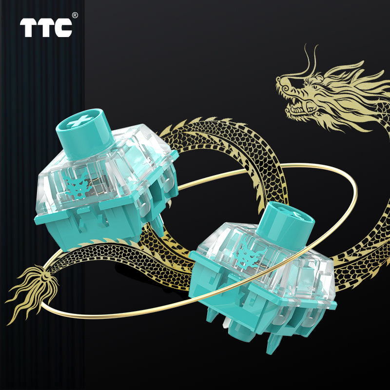 TTC Qing Loong Mechanical Keyboard Switches, Linear Factory Pre-lubed Firm 5-Pin Keyboard Switches