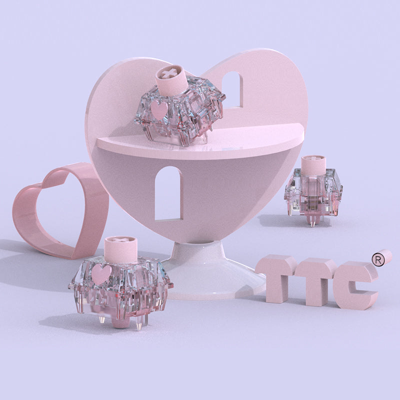 TTC Honey Switch V2  Transparent Pink Heart Linear 5 Pin New Version Linear Factory Pre-lubed Mechanical Keyboard Switches