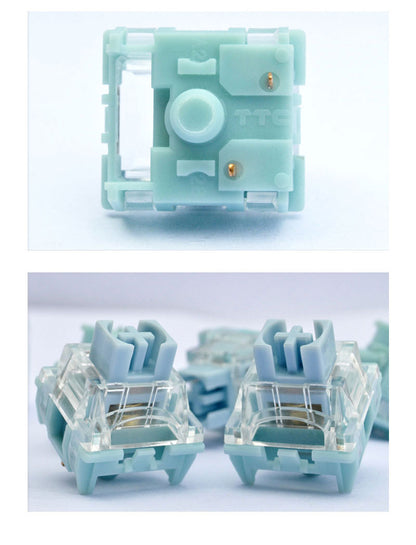 TTC Silent Bluish White Keyboard Switches , Factory Pre-lubed Double Silent Firm Mechanical Gaming Keyboard