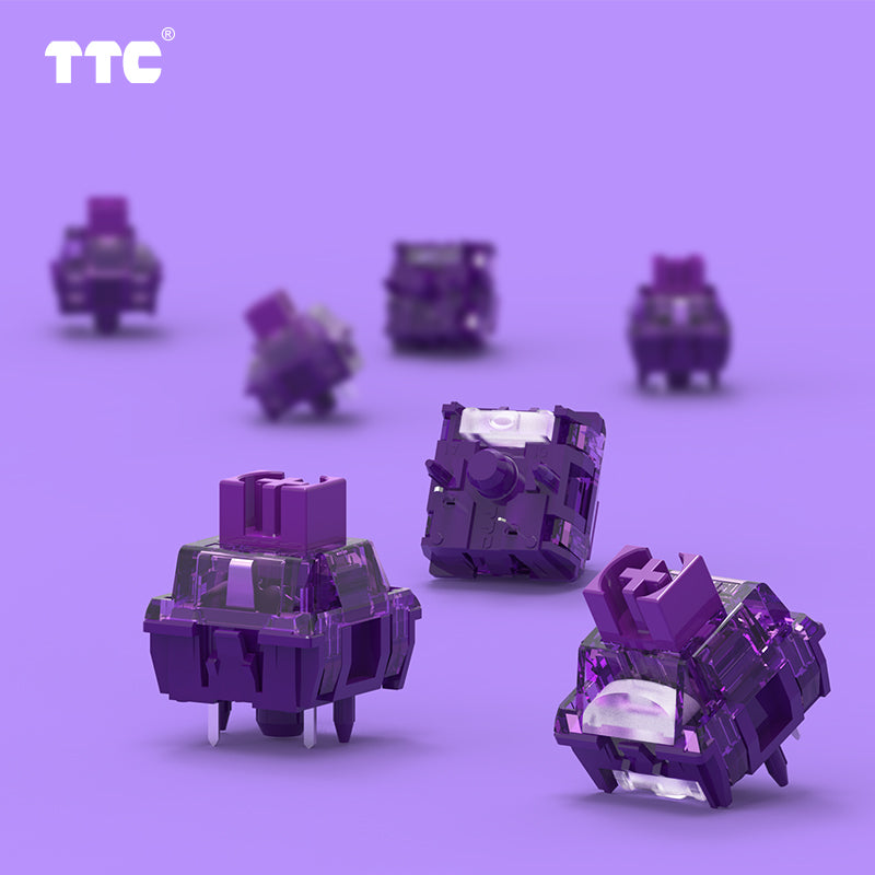 TTC Flaming Purple KeySwitch V2 with Dustproof Stem for Mechanical Gaming Keyboard, 5-Pin Tactile Switches Pre-Lubed Switch
