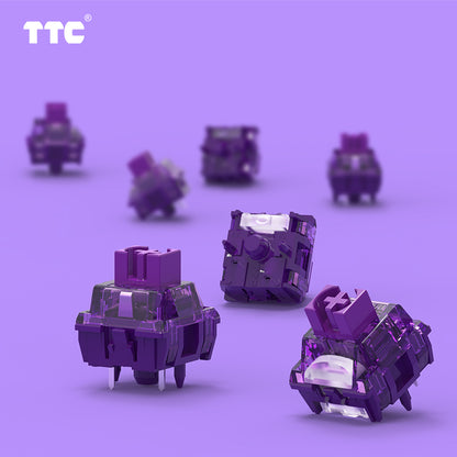 TTC Flaming Purple KeySwitch V2 with Dustproof Stem for Mechanical Gaming Keyboard, 5-Pin Tactile Switches Pre-Lubed Switch