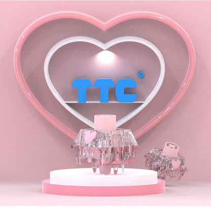 TTC Honey Switch V2  Transparent Pink Heart Linear 5 Pin New Version Linear Factory Pre-lubed Mechanical Keyboard Switches