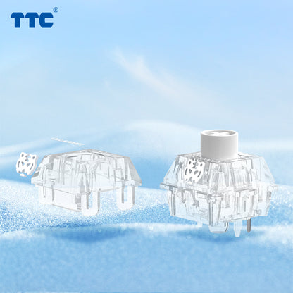 TTC Snow Tiger Mechanical Keyboard Switches, Factory Pre-lubed 24mm Strong Rebound Long Spring 5 pin Keyboard Switches
