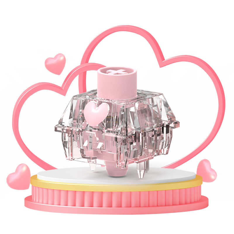 TTC Honey Switch V2  Transparent Pink Heart Linear 5 Pin New Version Linear Factory Pre-lubed Mechanical Keyboard Switches