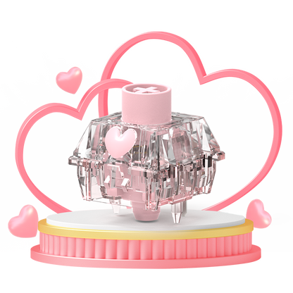 TTC Honey Switch V2  Transparent Pink Heart Linear 5 Pin New Version Linear Factory Pre-lubed Mechanical Keyboard Switches