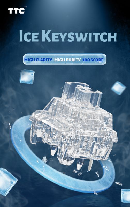 TTC Ice Mechanical Keyboard Switches, Linear Factory Pre-lubed Smooth Dust Proof High Pure 24mm Long Spring 5-Pin Keyboard Switches