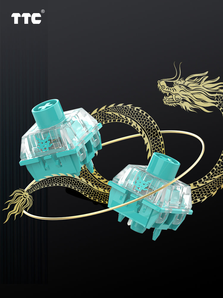 TTC Qing Loong Mechanical Keyboard Switches, Linear Factory Pre-lubed Firm 5-Pin Keyboard Switches
