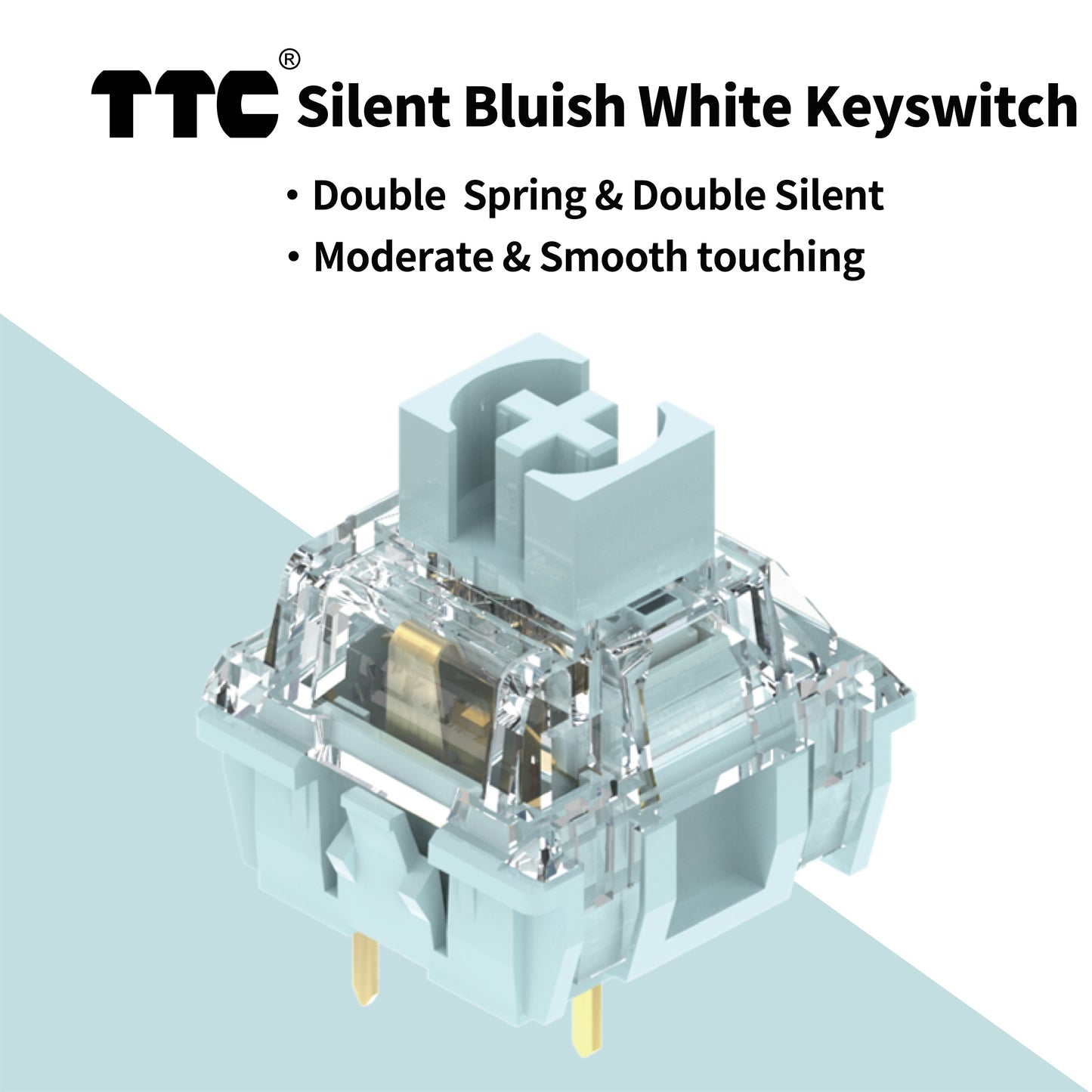 TTC Silent Bluish White Keyboard Switches , Factory Pre-lubed Double Silent Firm Mechanical Gaming Keyboard