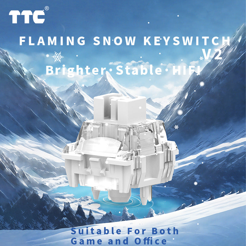 TTC Flaming Snow Switch V2 Dustproof Stem for Mechanical Gaming Keyboard, 5-Pin Linear Pre-Lubed Switch