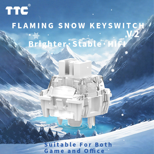 TTC Flaming Snow Switch V2 Dustproof Stem for Mechanical Gaming Keyboard, 5-Pin Linear Pre-Lubed Switch