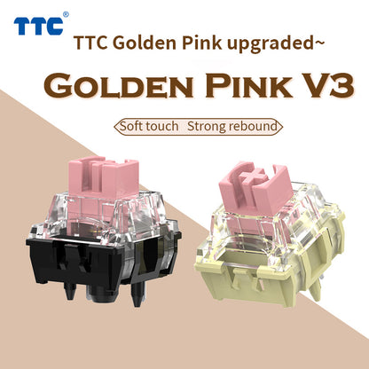 TTC Golden Pink V3  Mechanical Keyboard Switch, Firm Dust-proof Stem Pre-lubed Linear 5 pins 37gf HIFI anti-oxidation durability