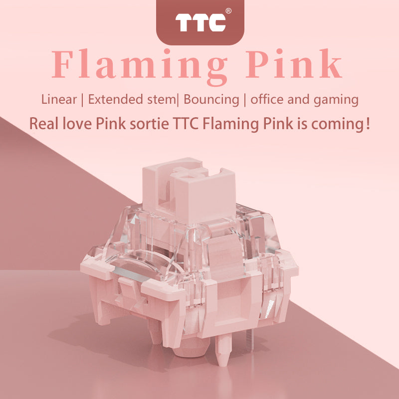 TTC Flaming Pink Hot Selling Keyboard Switches Linear 5pins Pre-lubed Gaming 43gf Keyboard Switch