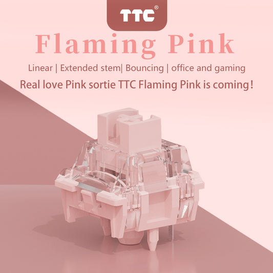 TTC Flaming Pink Hot Selling Keyboard Switches Linear 5pins Pre-lubed Gaming 43gf Keyboard Switch