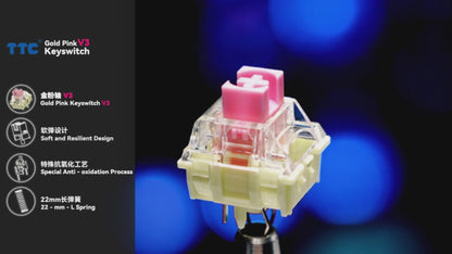TTC Golden Pink V3  Mechanical Keyboard Switch, Firm Dust-proof Stem Pre-lubed Linear 5 pins 37gf HIFI anti-oxidation durability